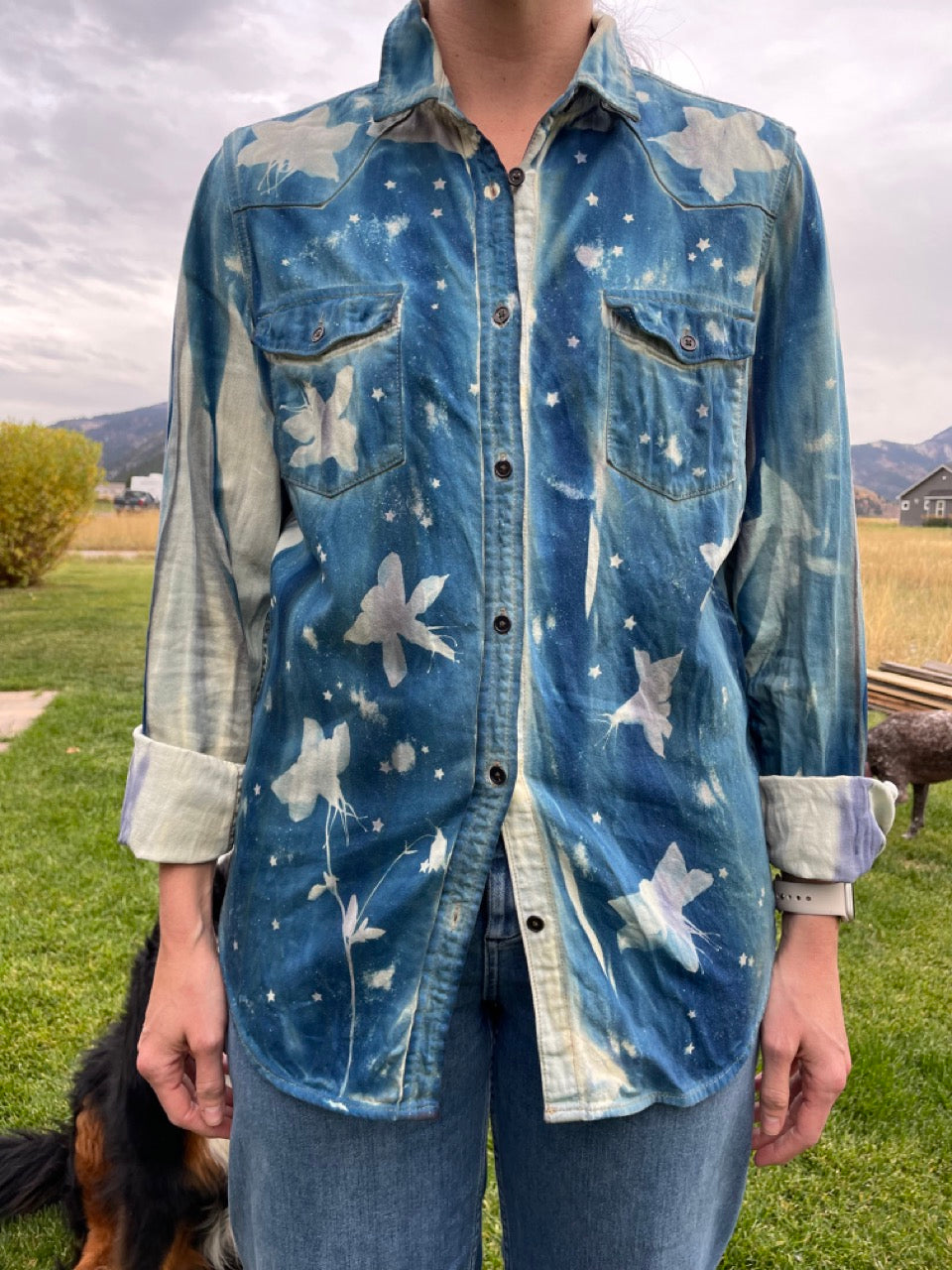 Gap Long Sleeve Button Up Denim Shirt: Large