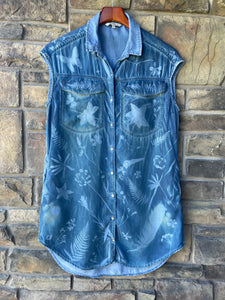 Calvin Klein Button Up Short Sleeve Tunic: Small